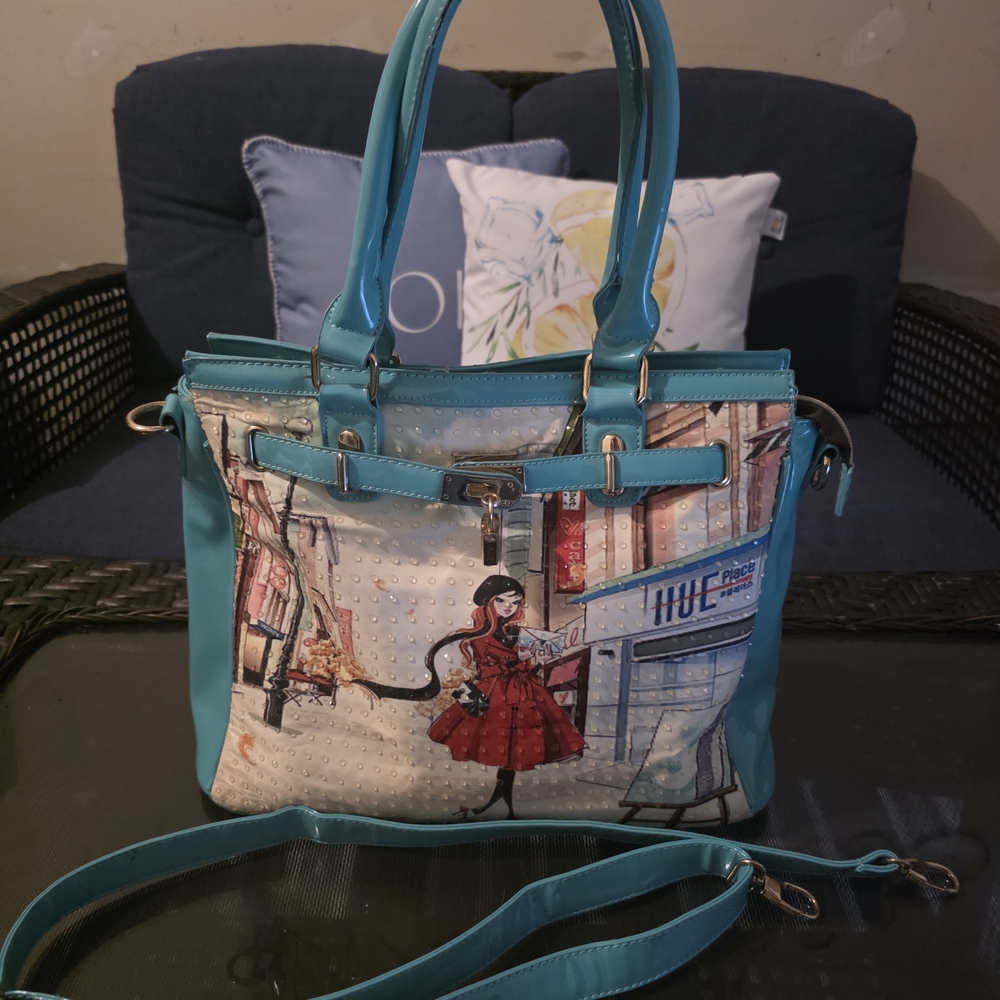 Stylish Blue and Multicolor Women's Bag